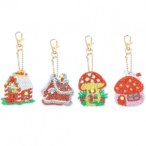DIY Keychain - 4Pcs Colorful House
