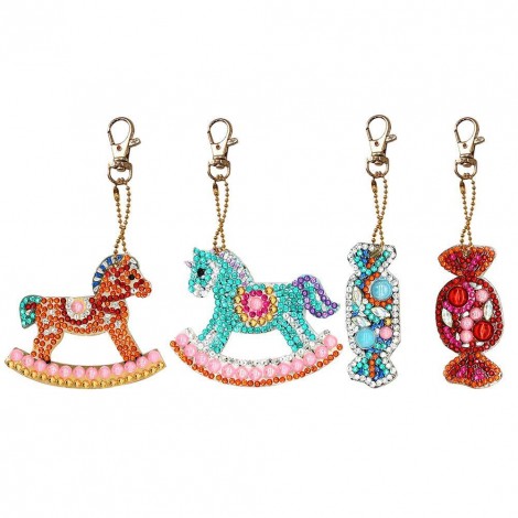4pcs Horse Candy Keychains