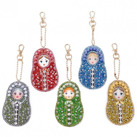 5pcs Russian Doll Key Chains