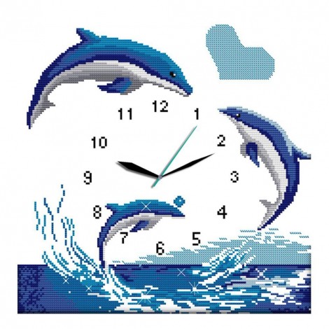 Blue Dolphin - 14CT Stamped Cross Stitch - 33*33cm