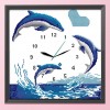 Blue Dolphin - 14CT Stamped Cross Stitch - 33*33cm