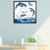 Blue Dolphin - 14CT Stamped Cross Stitch - 33*33cm