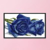 Canvas Needlework DIY Cross Stitch 14CT Stamp Kit Artwork (H016 Blue Rose)
