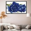 Canvas Needlework DIY Cross Stitch 14CT Stamp Kit Artwork (H016 Blue Rose)