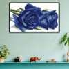 Canvas Needlework DIY Cross Stitch 14CT Stamp Kit Artwork (H016 Blue Rose)
