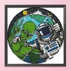 Aliens Astronaut - 11CT Stamped Cross Stitch - 36x36cm