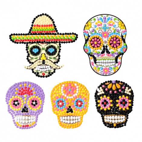 DIY Stickers - 5Pcs Five-Color Skull