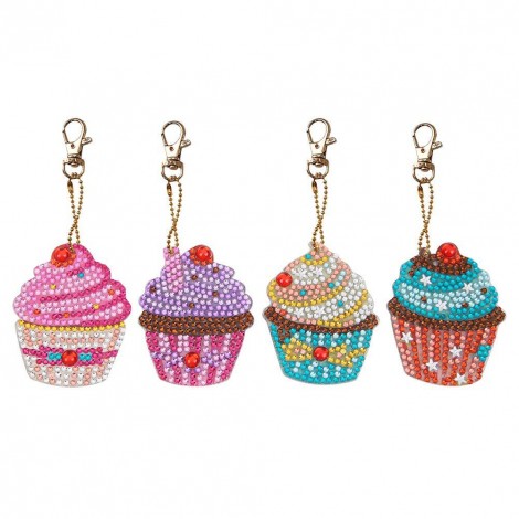 4pcs Cupcake Keychains