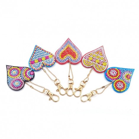 5pcs/set Love Heart Keychain Key Ring