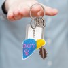 Blue Boy - Stamped Bead Embroidery - Keychain
