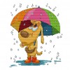 Dog With Umbrella - 14CT Stamped Cross Stitch - 30x25cm