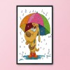 Dog With Umbrella - 14CT Stamped Cross Stitch - 30x25cm