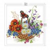 Flower Basket With Butterflies - 14CT Stamped Cross Stitch - 33x34cm