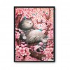 Canvas 11CT Stamped DIY Cross Stitch Needlework Kit (MDW0605 Sakura Cat)