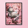 Canvas 11CT Stamped DIY Cross Stitch Needlework Kit (MDW0605 Sakura Cat)