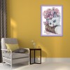 Cat and Flower - 14CT Stamped Cross Stitch - 34x47cm