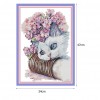 Cat and Flower - 14CT Stamped Cross Stitch - 34x47cm