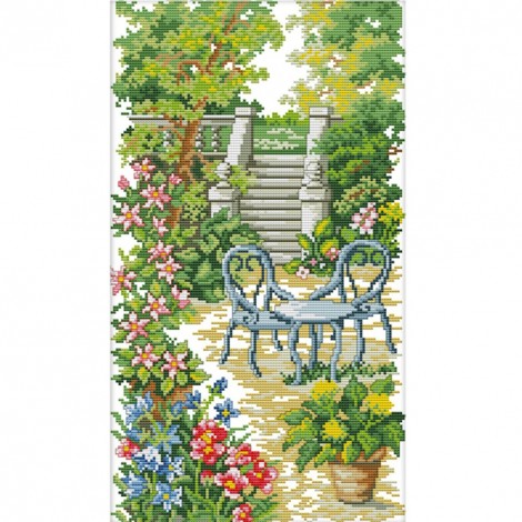 Garden Stairs - 14CT Stamped Cross Stitch - 45x28cm