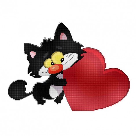 Black Cat - 14CT Stamped Cross Stitch - 32x22cm
