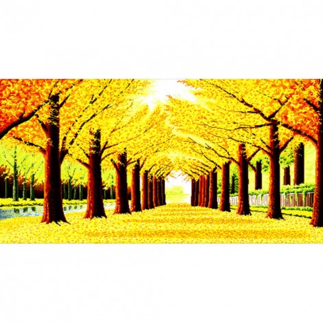 Autumn Scenery - 11CT Stamped Cross Stitch - 70x40cm