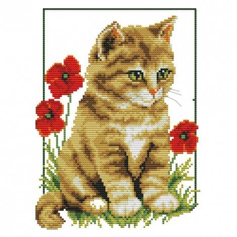 Cat - 11CT Stamped Cross Stitch - 27x37cm