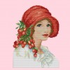 Woman in red hat - 14CT Stamped Cross Stitch - 30*22cm