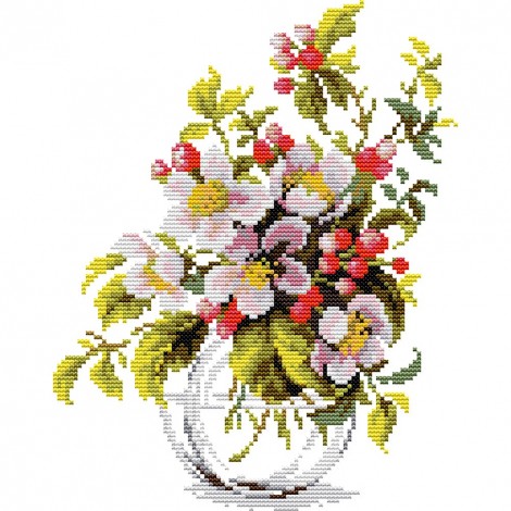 Blooming apple blossom - 14CT Stamped Cross Stitch - 23x30cm