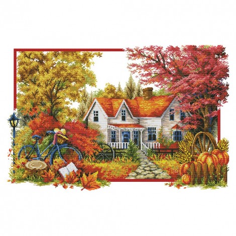 Autumn House - 14CT Stamped Cross Stitch - 68*48cm