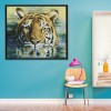 Tiger In The Water - 14CT Stamped Cross Stitch - 43x38cm
