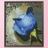 Blue rose in the grid - 11CT Stamped Cross Stitch - 27*29cm
