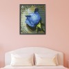 Blue rose in the grid - 11CT Stamped Cross Stitch - 27*29cm