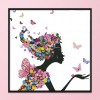 Woman In Flowers - 14CT Stamped Cross Stitch - 71x71cm