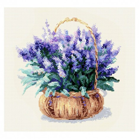 11CT Stamped Flower Cross Stitch Canvas DIY Needlework Set (2319 Lavender)