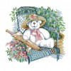 Elegant Little White Bear - 14CT Stamped Cross Stitch - 32x31cm