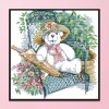 Elegant Little White Bear - 14CT Stamped Cross Stitch - 32x31cm