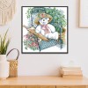 Elegant Little White Bear - 14CT Stamped Cross Stitch - 32x31cm