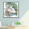 Elegant Little White Bear - 14CT Stamped Cross Stitch - 32x31cm