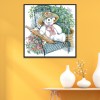 Elegant Little White Bear - 14CT Stamped Cross Stitch - 32x31cm