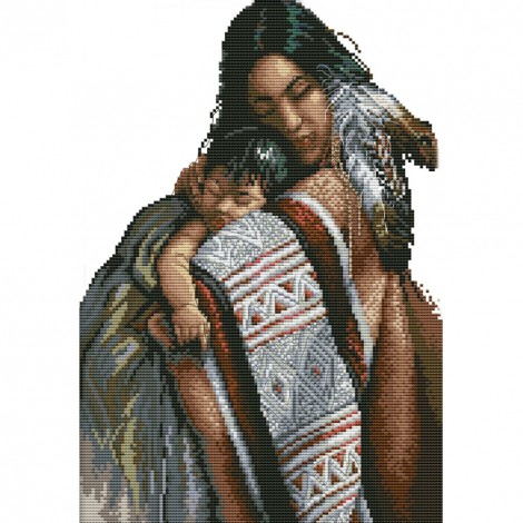 14CT Stamped DIY Print Cross Stitch Kits Embroidery (RA184 Mother Daughter)