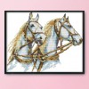 Two Horses - 14CT Stamped Cross Stitch - 32*27cm