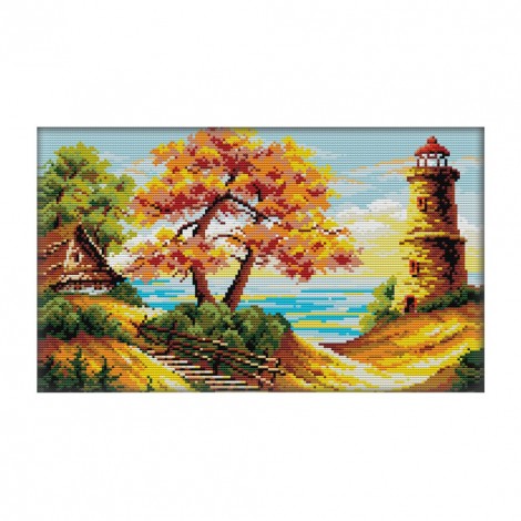 Autumn By The Sea - 14CT Stamped Cross Stitch - 40x26cm