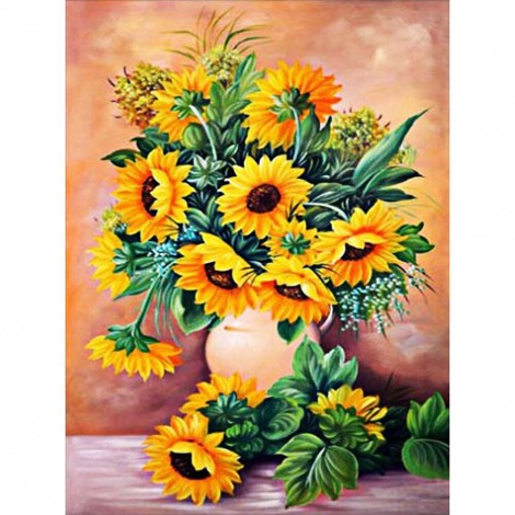 11CT Cross Stitch Kit Sunflower Vase Printed Embroidery DIY Sets (SZX02)