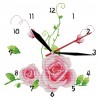 Clock Kit DIY Canvas Cross Stitch 14CT Stamp Needlework (G121 Pink Flower)