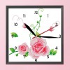Clock Kit DIY Canvas Cross Stitch 14CT Stamp Needlework (G121 Pink Flower)