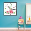Clock Kit DIY Canvas Cross Stitch 14CT Stamp Needlework (G121 Pink Flower)