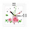 Clock Kit DIY Canvas Cross Stitch 14CT Stamp Needlework (G121 Pink Flower)