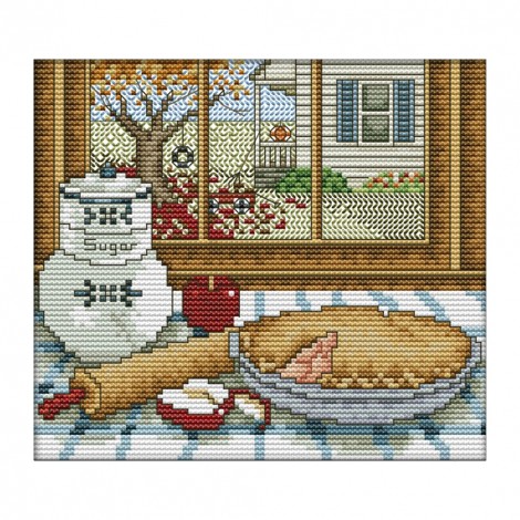 Autumn Outside The Window - 14CT Stamped Cross Stitch - 22x20cm