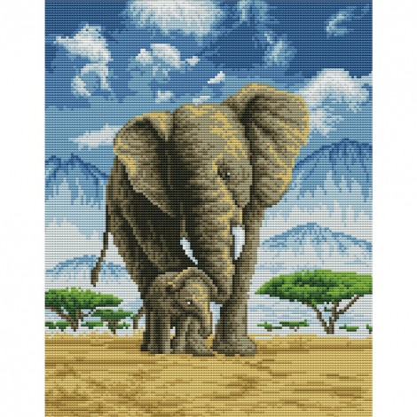 11CT Stamped Cross Stitch Kits Elephant 45 X 35cm