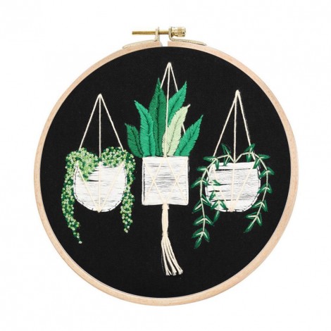Hanging Plants - Embroidery - 30x30cm