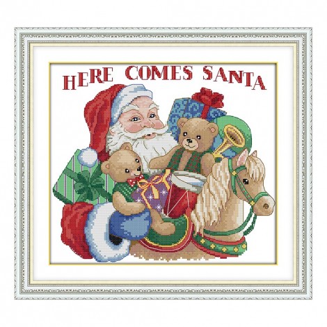 Christmas Gift - 14CT Stamped Cross Stitch - 32x29cm